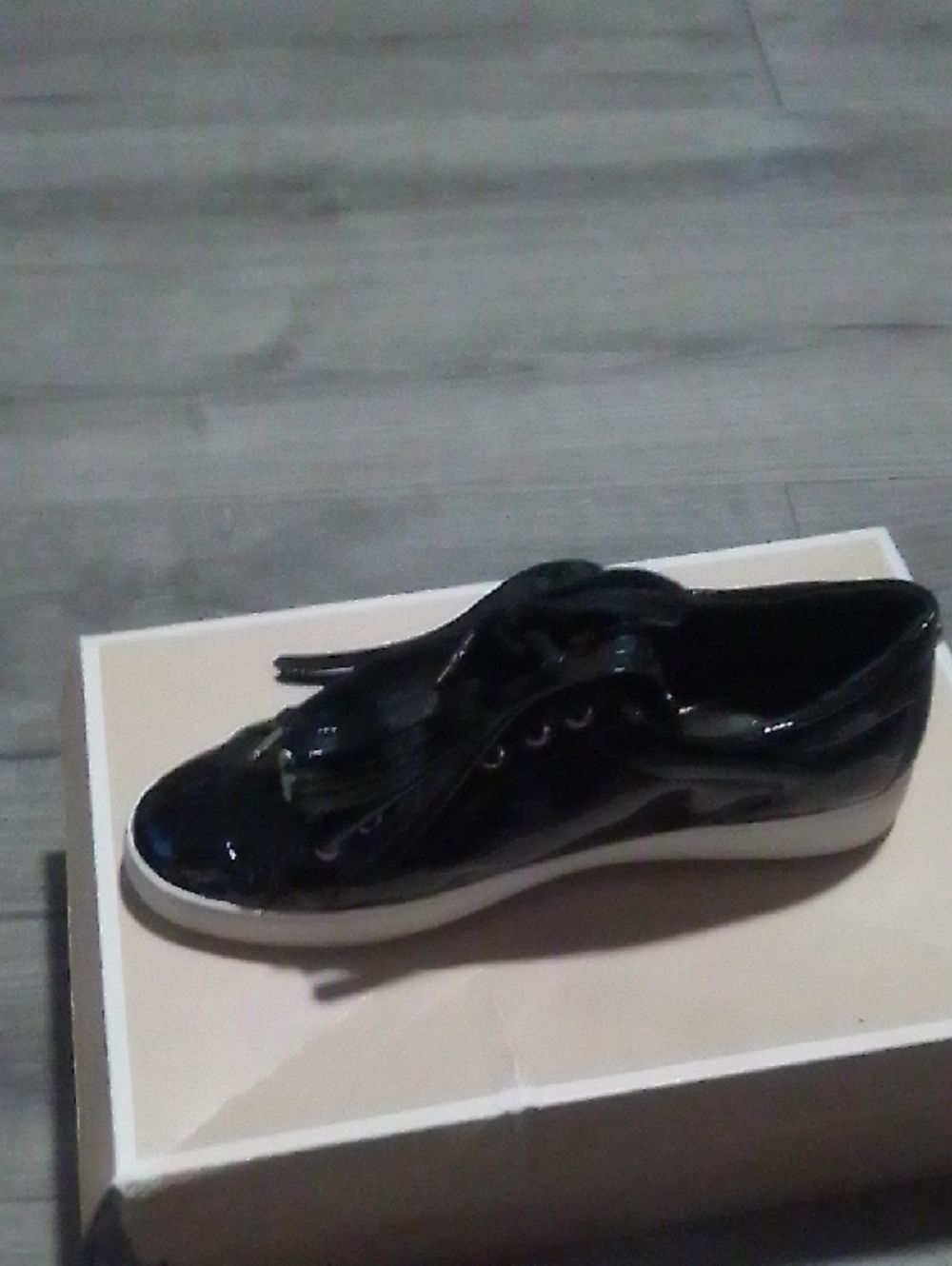 Michael Kors Black Patent Slip-On Sneaker with White Sole
